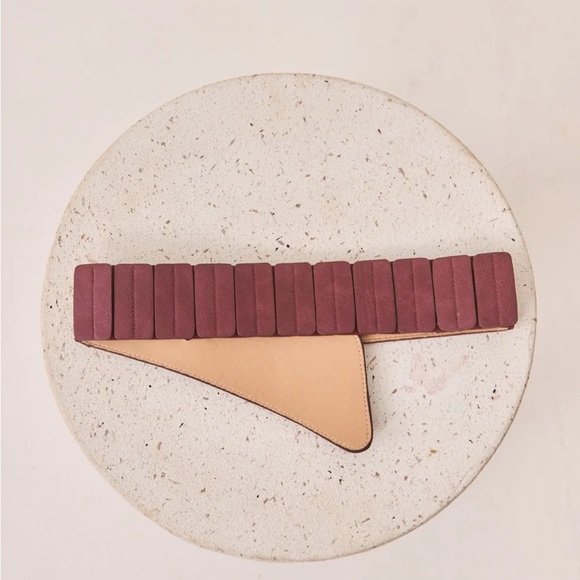 NKN Nekane Asymmetric Burgundy Studded Faux Leather Belt NWT One Size Reg. $65 main image 4